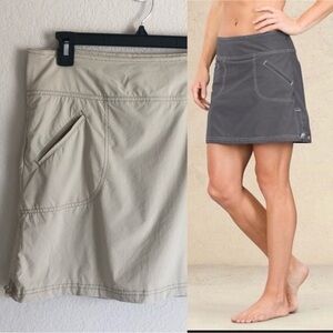 Athleta Rip Stop Skort Skirt Shorts Quick Dry Pockets Cinch Cargo Tan Beige P 6